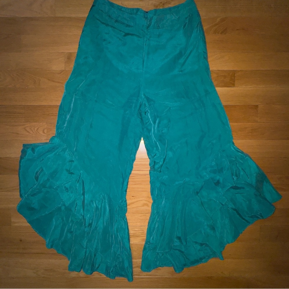 Anthropologie Virginia Ruffled Wide-Leg Ruffled Retro Pants Size 0 High Waist.